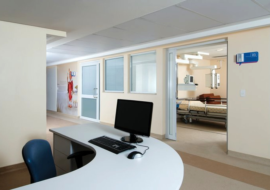 Posto de Enfermagem - Hospital Infantil Sabará, em Higienópolis, SP, reforma da GS Construção Civil & Hospitalar